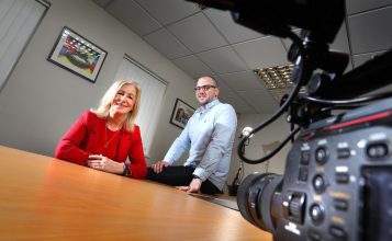 Carolyn McGregor of NEL Fund Managers with Media Borne founder and managing director Chris Thompson.